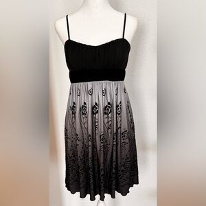 Trixxi Junior’s Dress Whimsy‎ Goth Black and Gray Floral Embellishments. Med
